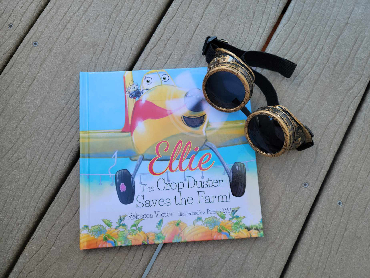 Ellie The Crop Duster Saves The Farm PAPERBACK Book With Adjustable Flight Goggles